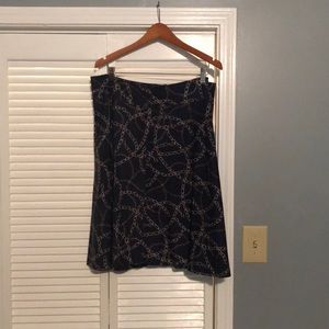 Navy and gold flared skirt